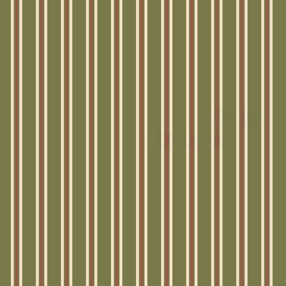 Pattern vertical stripes in green, red, and beige on a green background