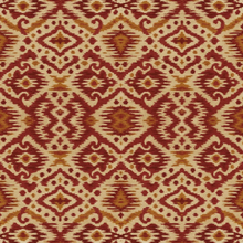 Load image into Gallery viewer, Patterned fabric with red and brown ikat geometric design