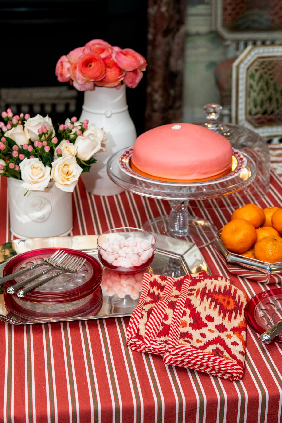 The Isabelle Tablecloth — Chestnut Stripe