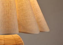 Load image into Gallery viewer, Casa Bombon Crème Mayfair lampsahde detail with wicker base