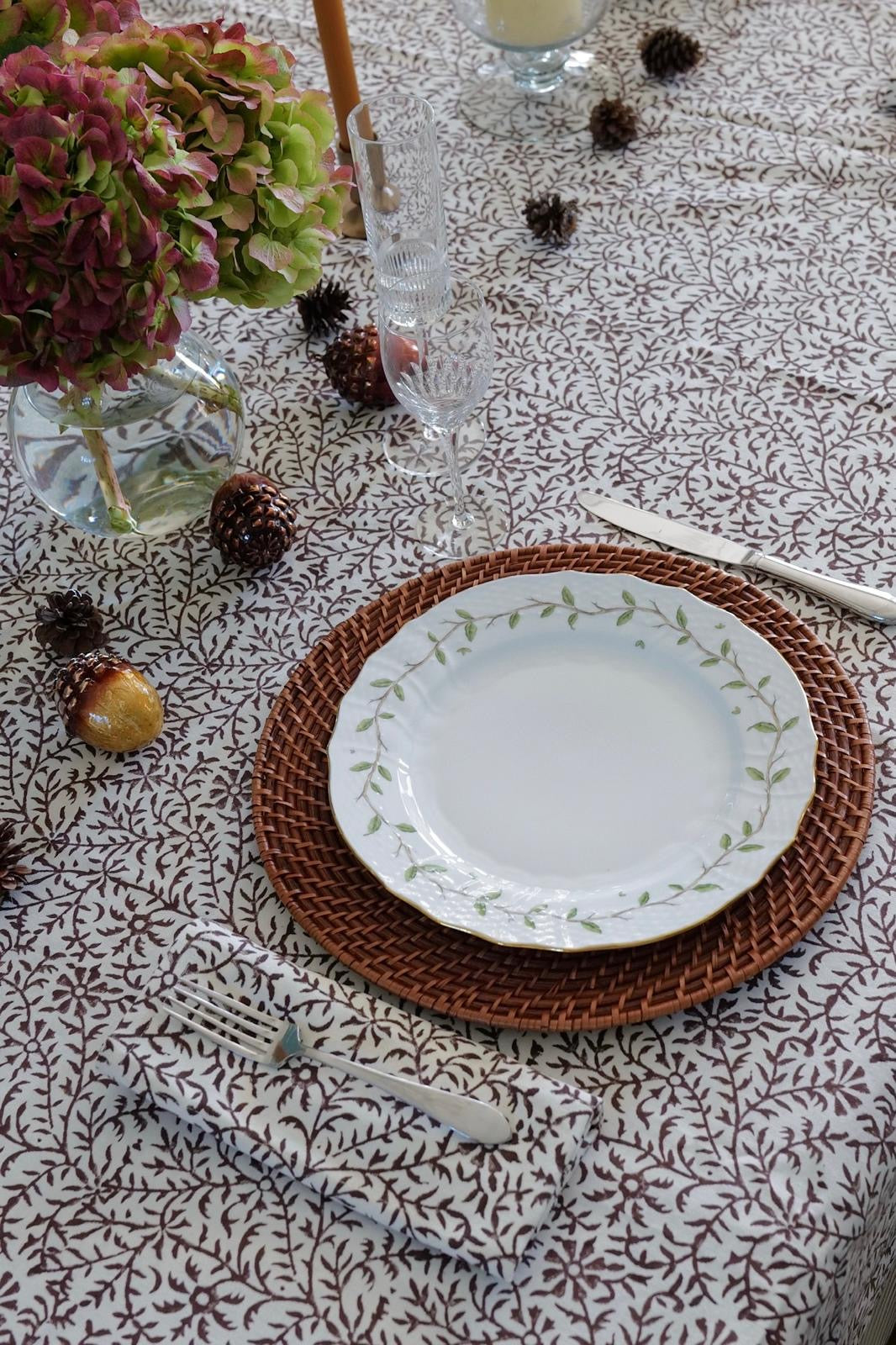 The Flora Chocolate Tablecloth