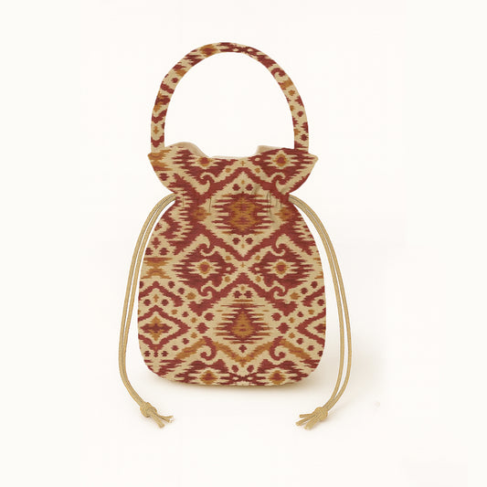 Small bag with a patterned design on a white background