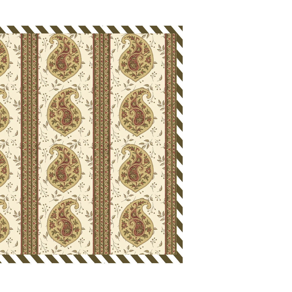 Patterned napkin with paisley design on a white background