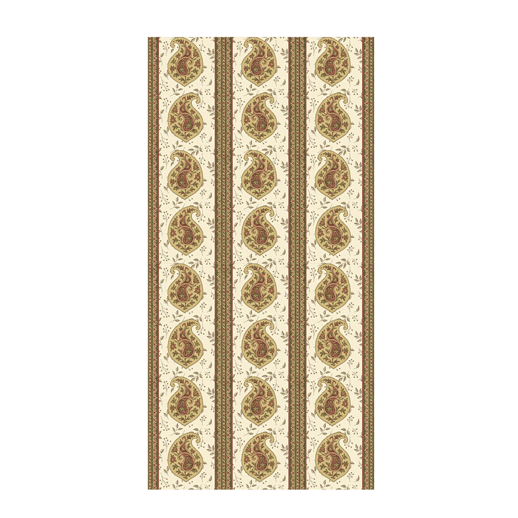 Decorative tablecloth with paisley pattern on a white background