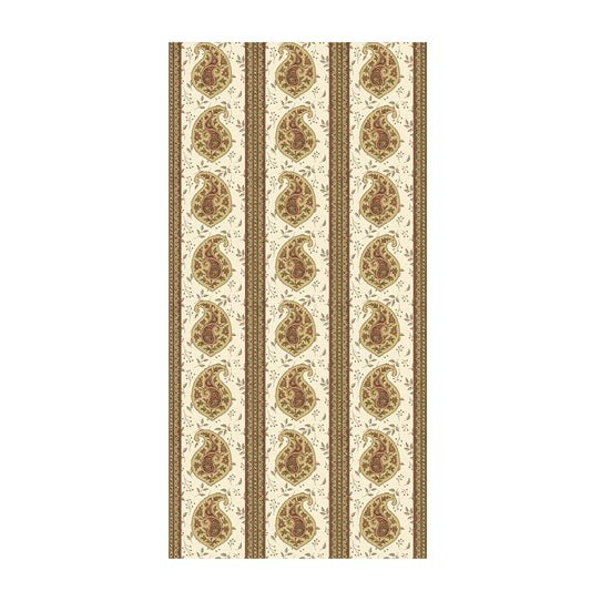 Decorative tablecloth with paisley pattern on a white background