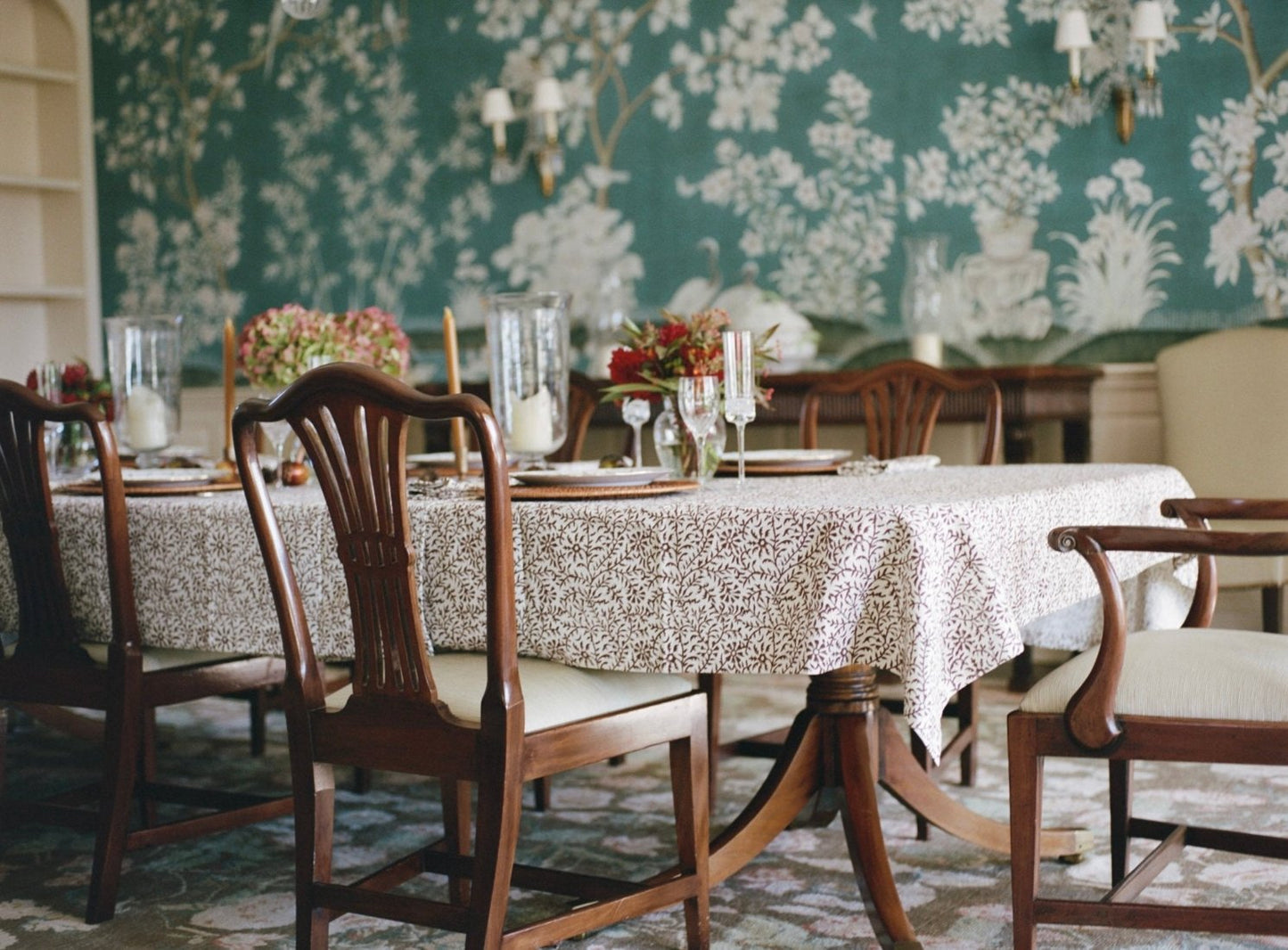 The Flora Chocolate Tablecloth