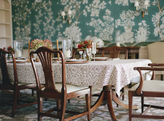 The Flora Chocolate Tablecloth